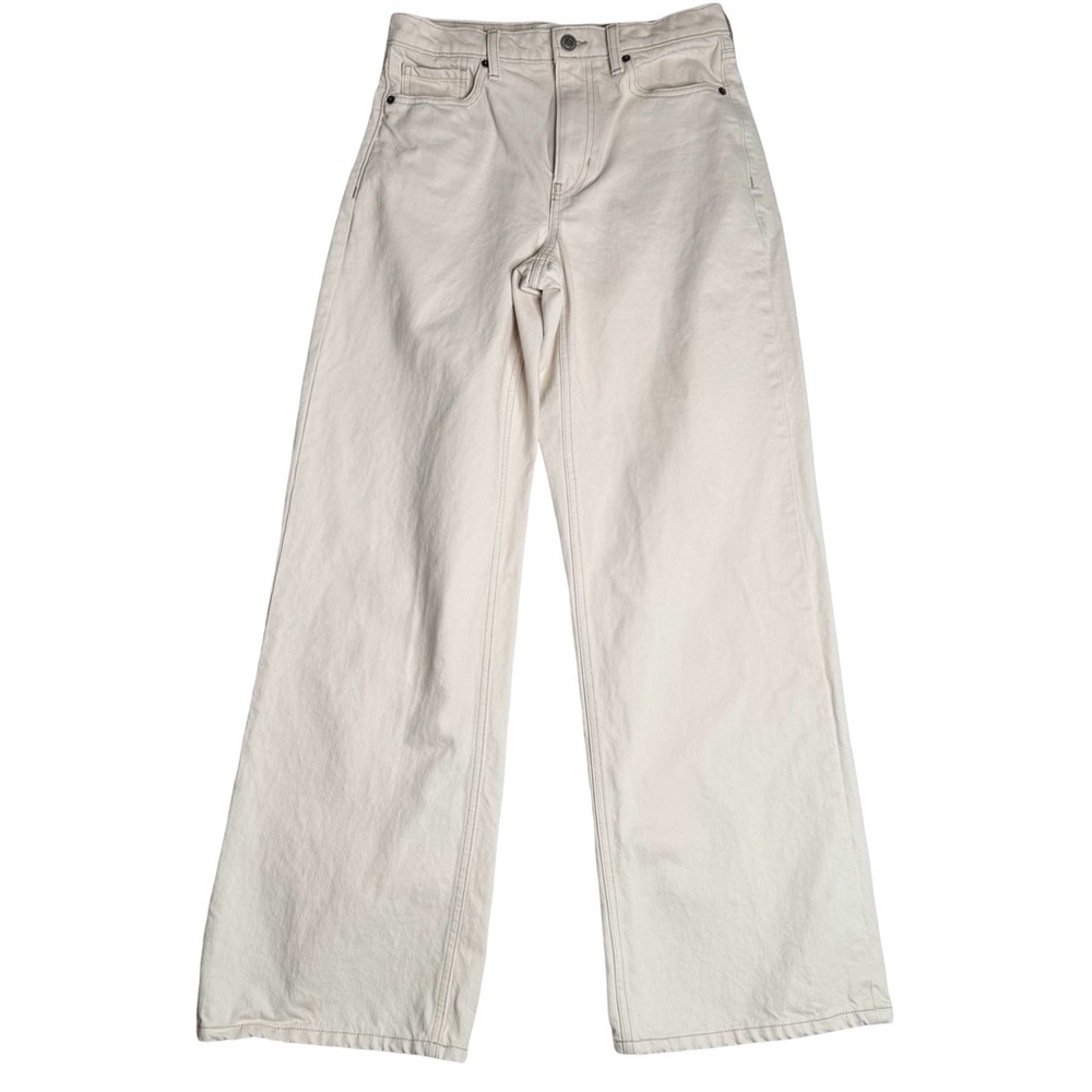 Banana Republic Icon High-Rise Rigid Wide-Leg Jeans in Ecru Women's Size 27